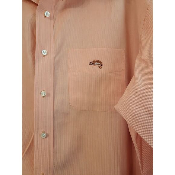 McLavy  Men Orange Long Sleeve Button Front XXL 100% Cotton Wrinkle Free Fish - Picture 3 of 6